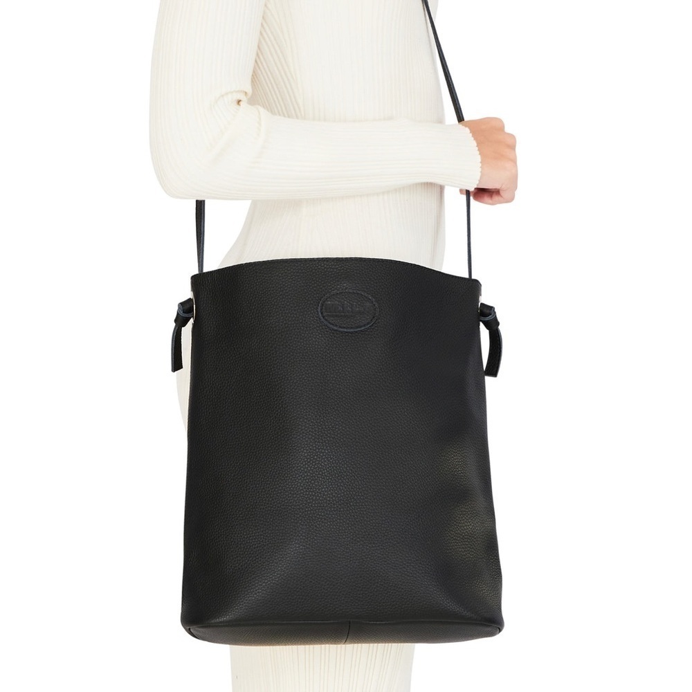 M.I.L.L.A Jackie black pebble leather bucket bag.